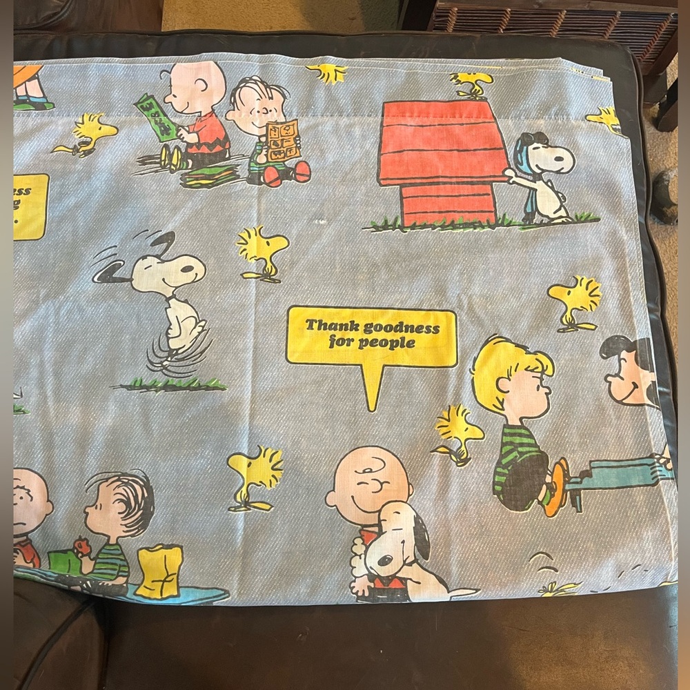 Vintage Peanuts - Charlie Brown and Snoopy Character Print Fabric Flat Sheet